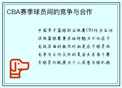 CBA赛季球员间的竞争与合作